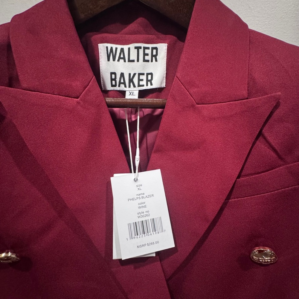 Walter Baker Phelps Blazer XL Wine Red NEW Double Breasted Gold Buttons $268 - Picture 4 of 10